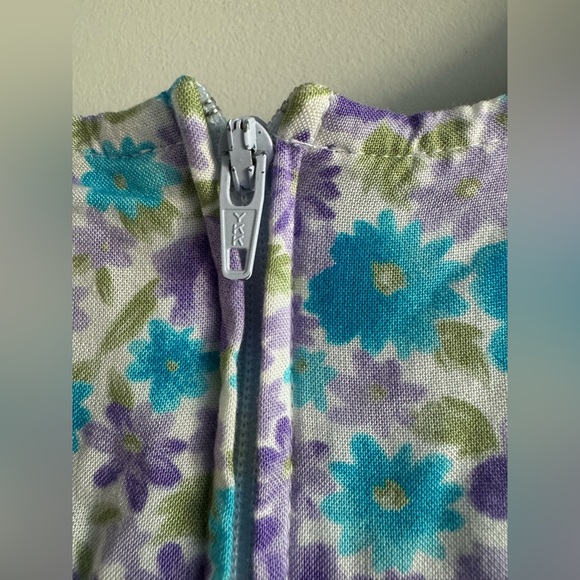 Vintage 90s Erika Purple Blue Floral Sweetheart Cottagecore Spring Maxi Dress - Picture 4 of 5